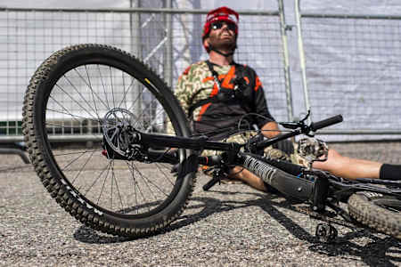 Rob Warner recovers after doing an XCO preview in Andorra 2016.