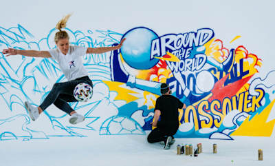 To celebrate the launch of Red Bull Street Style World Championship 2021 artist Captain Kris and freestyler Aguska Mnich collaborated to create a unique mural in London, England on May 14, 2021.