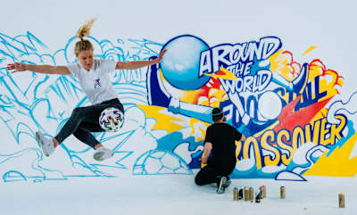 To celebrate the launch of Red Bull Street Style World Championship 2021 artist Captain Kris and freestyler Aguska Mnich collaborated to create a unique mural in London, England on May 14, 2021.