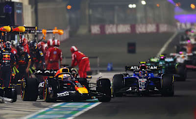 Max Verstappen during the pit stop at the Formula 1 Qatar Grand Prix, 2025.