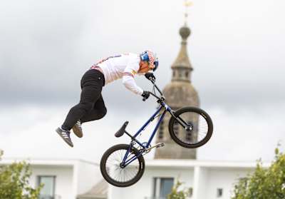Kieran Reilly performs at the UCI World Championships in Glasgow, Scotland on August 7, 2023. 