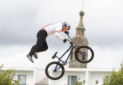 Kieran Reilly performs at the UCI World Championships in Glasgow, Scotland on August 7, 2023. 