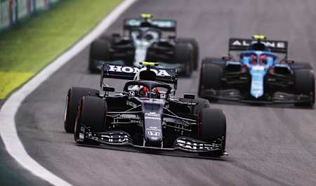 Pierre Gasly of Scuderia AlphaTauri at the Brazilian Grand Prix on November 14, 2021.