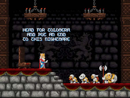 Screenshot of characters meeting in Cursed Castilla EX.