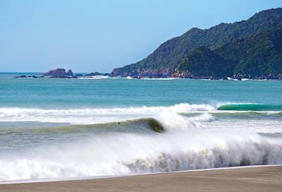 Waves rolling in on a Japanese beach