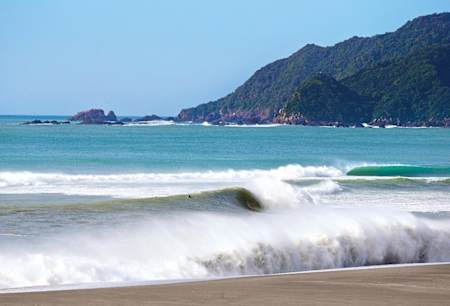 Waves rolling in on a Japanese beach
