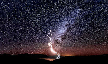 Red Bull Air Force skydivers light up the sky over Marfa.