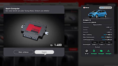 Screenshot aus Gran Turismo 7 zeigt den Einbau des Sport-Computers im Tuning-Shop