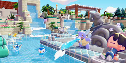 Les Pokémon Carapuce, Tiplouf et Aquali prennent l'eau dans Pokémon Pokopia.