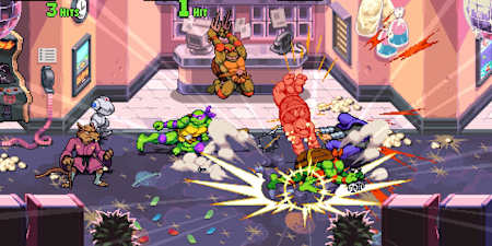 Una captura de pantalla de Teenage Mutant Ninja Turtles: La venganza de Shredder