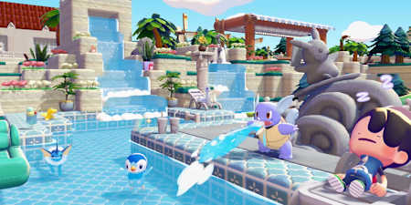 Les Pokémon Carapuce, Tiplouf et Aquali prennent l'eau dans Pokémon Pokopia.