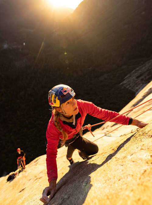 Sasha DiGiulian climbing El Capitan’s longest free route, the Platinum Wall.