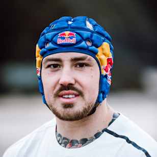 Jack Nowell seen during the shoot of Red Bull Pro at Holywell Beach, United Kingdom on December 16, 2019.