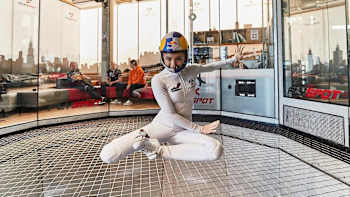 Junior Indoor Skydiving World Champion Maja Kuczyńska performs in a wind tunnel in Warsaw, Poland