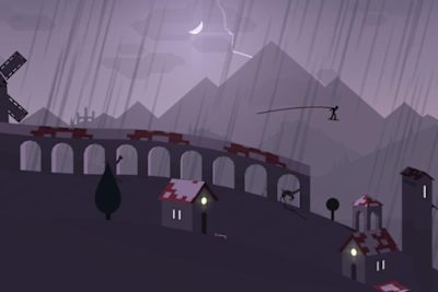 A screenshot from Alto’s Adventure, the hit mobile snowboarding game developed by Snowman studio