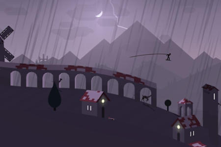 A screenshot from Alto’s Adventure, the hit mobile snowboarding game developed by Snowman studio