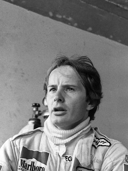 Gilles Villeneuve, foto in bianco e nero scattata durante il GP di Austria, 1980