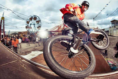 BMXer Nicky van der Veen performing a tyre slide shot by Syo van Vliet.