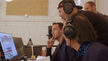 Camo & Krooked, Mefjus und Christian Kolonovits bei der Recording Session.