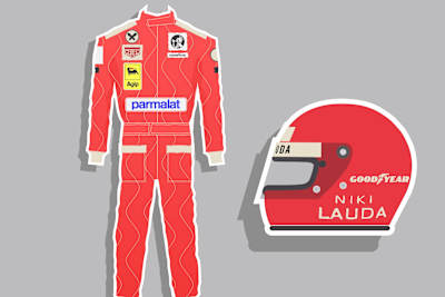 The suit worn by three-time Austrian F1 legend Niki Lauda is iconic for two reasons: it looks super cool and, after the 1976 fire that almost killed Lauda, race suits changed forever.