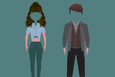 Ilustración de la moda que llevaban los miembros masculinos y femeninos de la Generación Beat en los años 40 y 50 en Estados Unidos.