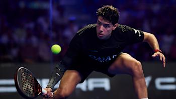 Agustín Tapia competes during Tarragona Premier Padel P1 in 2025