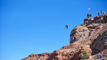 Tyler McCaul rides during the Red Bull Rampage in Virgin, Utah, USA on 24 October, 2019