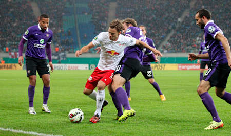 Match between RB Leipzig and FC Erzgebirge Aue in October 2014 
