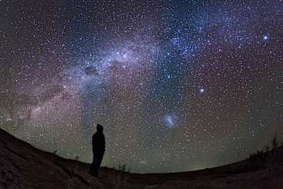 A stargazer watching the southern view of the Milky Way from the Altiplano in northern Chile.
