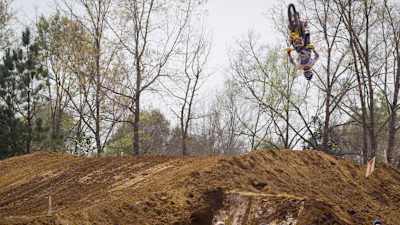 Travis Pastrana mid backflip in Mississippi