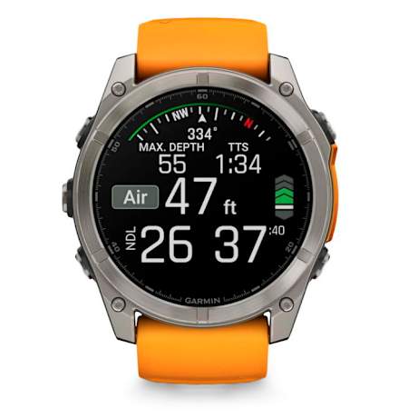 De Garmin fēnix 8 mit hochpräziser Satelliten-Navigation.