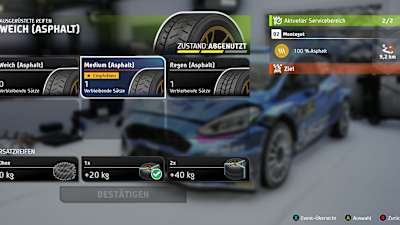 Screenshot from EA Sports WRC shows the tyre selection.