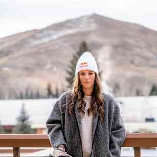 Ice hockey player Hilary Knight poses for a portrait in Sun Valley, Idaho, USA on November 30, 2021.