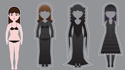 Closely aligned with the rise of the Victorian and Steampunk goths, the romantic goth wears sweeping dresses inspired, in part, by Morticia Addams.