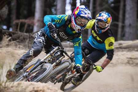 UCI MTB World Cup racers Brook Macdonald and Finn Iles shred trails at Skyline Bike Park in Queenstown, New Zealand.