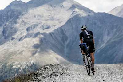 A cyclist takes part in the 2016 Transcontinental Race.