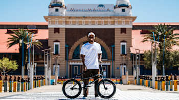 BMX street rider Courage Adams in Soweto.