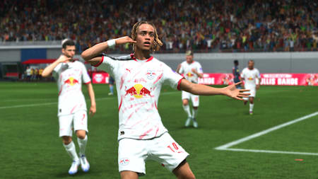 RB Leipzig-Star Xavi Simons mit seinem Signature Jubel in FC 25