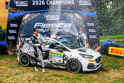 Vatanen (right) won the ERC Fiesta Rally3 Trophy on Pirelli tyres