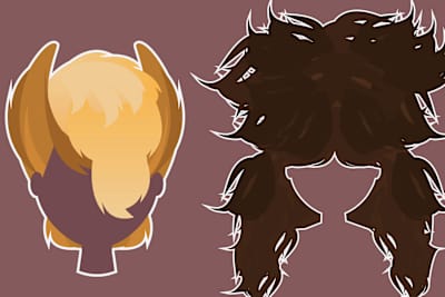 An illustration of a strange hairstyle made famous by Liverpool post-punk pop group A Flock of Seagulls and an illustration of big, backcombed hair favoured by '80s hair metal groups.