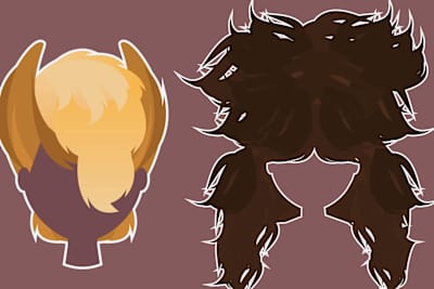 An illustration of a strange hairstyle made famous by Liverpool post-punk pop group A Flock of Seagulls and an illustration of big, backcombed hair favoured by '80s hair metal groups.