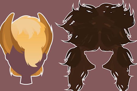 An illustration of a strange hairstyle made famous by Liverpool post-punk pop group A Flock of Seagulls and an illustration of big, backcombed hair favoured by '80s hair metal groups.