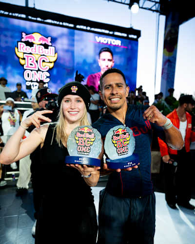 USA Red Bull BC One champions Blondie and Victor celebrate in San Diego