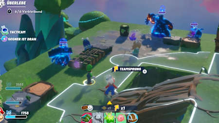 Screenshot aus Mario + Rabbids: Sparks of Hope zeigt Mario im Kampf