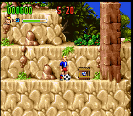 Una captura de pantalla del raro videojuego de fútbol Huracanes.