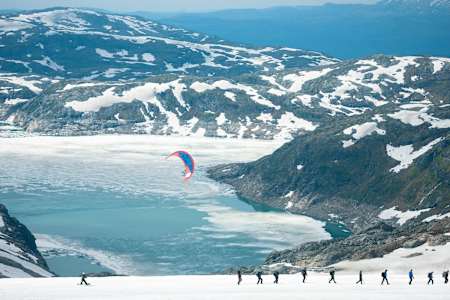 Kiting on Folgefonna glacier