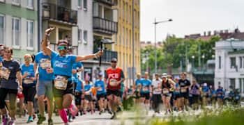 Participants perform during the Wings for Life World Run Flagship Run in Vienna, Austria, on May 7, 2023.