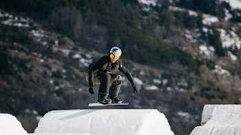 Pierre Vaultier performs in Serre Chevalier Briancon, France on January 27, 2024