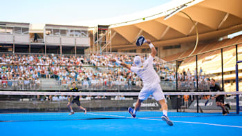 Ale Galan competes at the Sevilla Premier Padel P2 final in Sevilla, Spain on May 5, 2024.