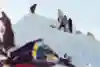Daniel Bodin World's scopes out the landing for his snowmobile double backflip